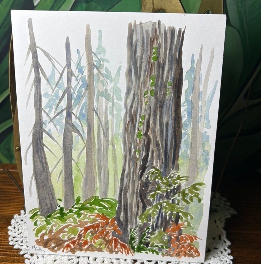 Martha Kelly Original Watercolor Art Forest Painting Artist Signed